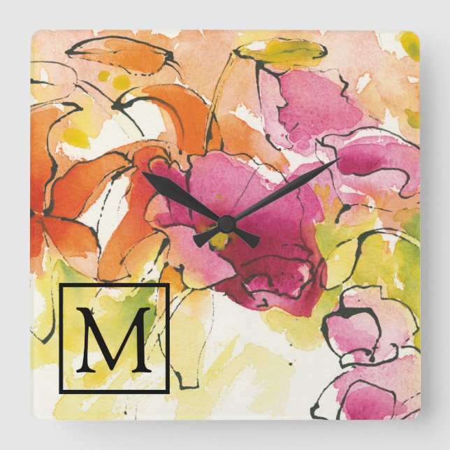 Monogram | Mid July Square Wall Clock (Front)