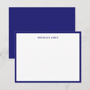Monogram Midnight Blue Elegant Border Card