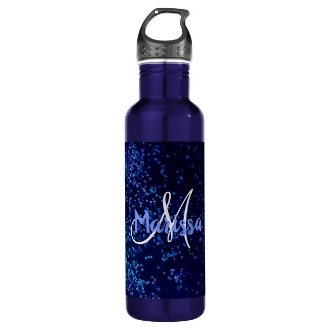 Monogram Midnite Blue Confetti   710 Ml Water Bottle (Front)