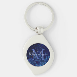 Monogram Midnite Blue Confetti    Keychain