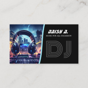 monogram Miminal black DJ party planner Business Card