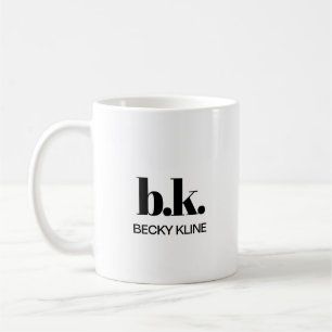 Monogram Minimal Classic Elegant Black and White Coffee Mug