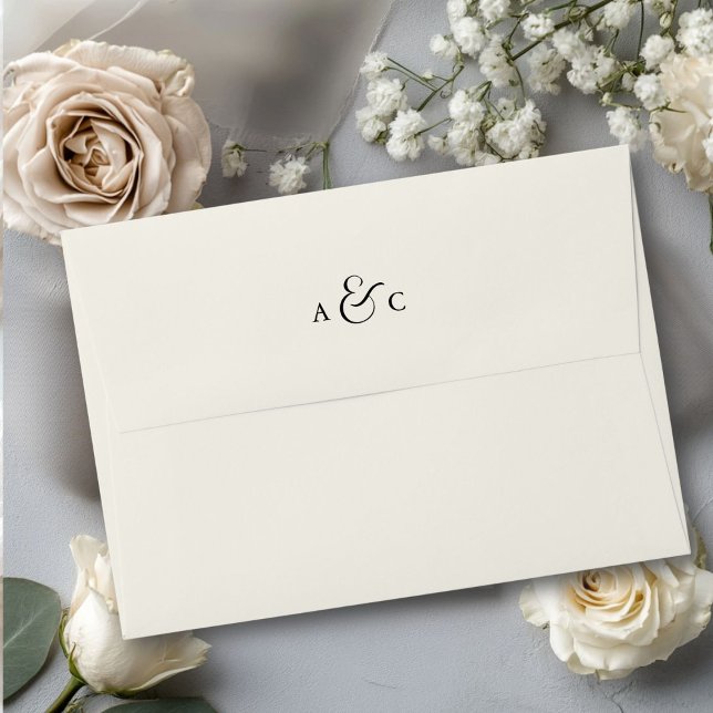 Monogram Minimal Elegant Ampersand Envelope (Monogram Minimal Elegant Ampersand  Beige Envelope Wedding, Save the Date)