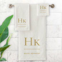Monogram Minimal Elegant Ivory Gold Stylish Simple