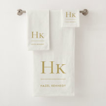 Monogram Minimal Elegant Ivory Gold Stylish Simple