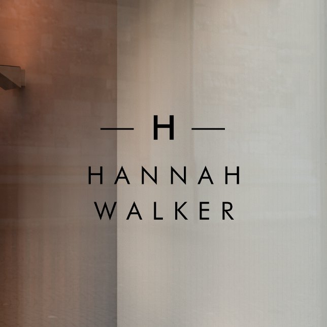 Monogram | Minimal Elegant Modern Black Nameplate  Window Cling (Creator Uploaded)