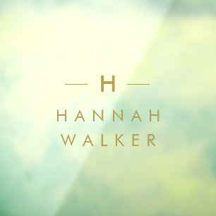 Monogram Minimal Elegant Modern Gold Nameplate Window Cling