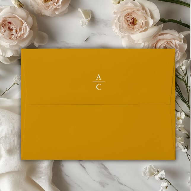 Monogram Minimal Elegant Mustard Yellow Envelope (Monogram Minimal Elegant Mustard Yellow Envelope)