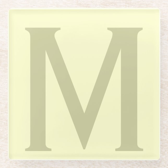 Monogram Minimalist Add Your Name Initial Modern Glass Coaster (Front)
