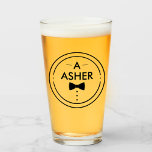Monogram Minimalist Black and White Groomsmen  Glass<br><div class="desc">Discover the perfect groomsman gift for the beer lover in your life! Our monogrammed beer glass, featuring sleek black and white design, is the ideal token of appreciation for your best man. Personalized with their initials, this unique and stylish beer glass is not just a beverage holder but a cherished...</div>