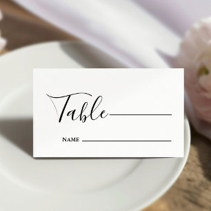 Monogram Minimalist Black and White Wedding Place Card