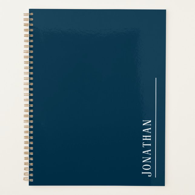 Monogram minimalist blue  planner (Front)