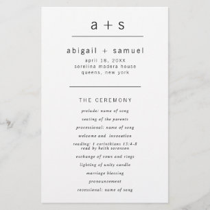Monogram Minimalist Budget Wedding Program