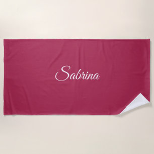 Monogram minimalist cherry rose pink beach towel