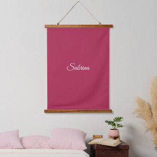 Monogram minimalist cherry rose pink hanging tapestry