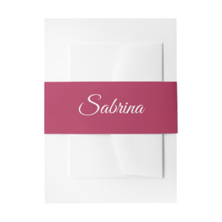 Monogram minimalist cherry rose pink invitation belly band