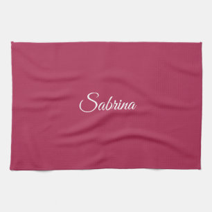 Monogram minimalist cherry rose pink kitchen towel