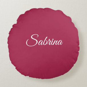 Monogram minimalist cherry rose pink round pillow