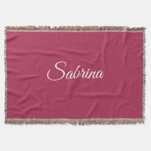 Monogram minimalist cherry rose pink throw blanket