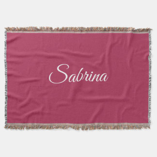 Monogram minimalist cherry rose pink throw blanket