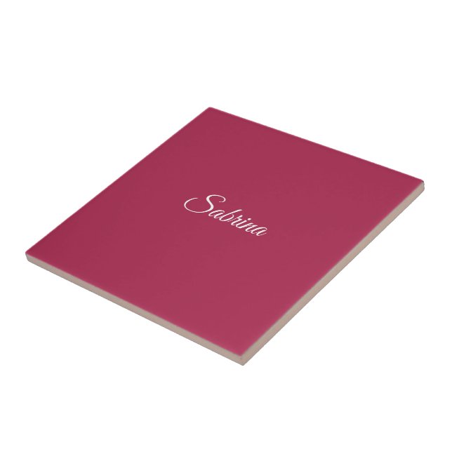 Monogram minimalist cherry rose pink tile (Side)