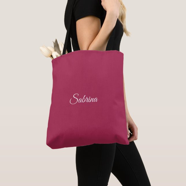 Monogram minimalist cherry rose pink tote bag (Close Up)
