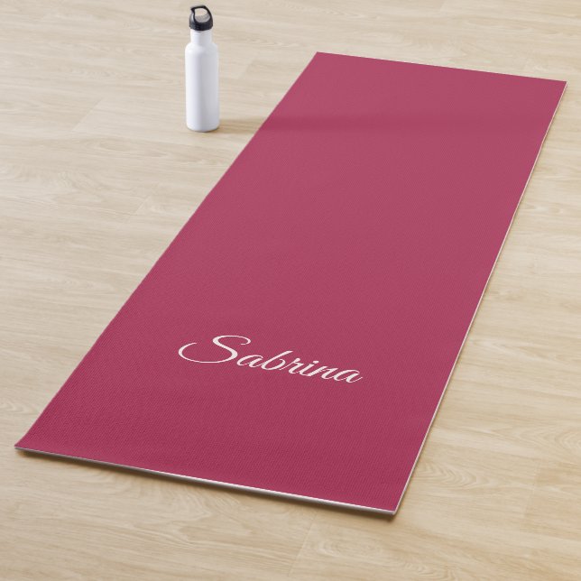 Monogram minimalist cherry rose pink yoga mat (In Situ)