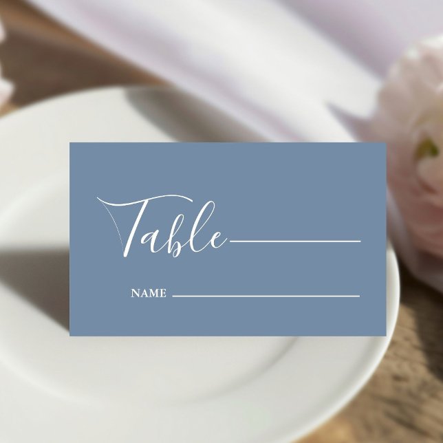 Monogram Minimalist Dusty Blue Wedding  Place Card (Creator Uploaded)