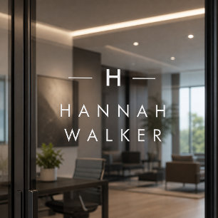 Monogram   Minimalist Elegant Modern Nameplate Window Cling