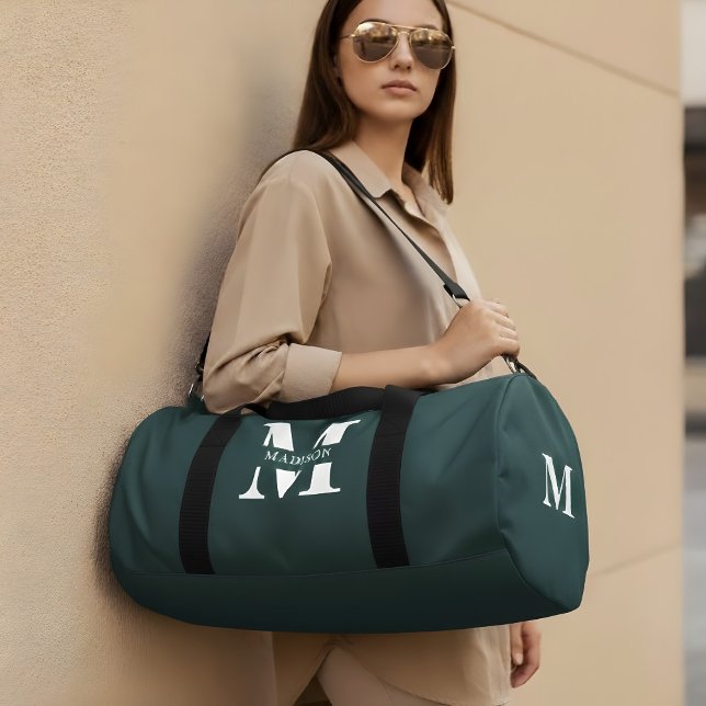 Monogram Minimalist Elegant Teal  Duffle Bag (Creator Uploaded)
