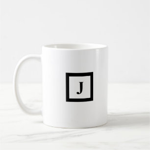 Monogram Minimalist Letter J Black & White Coffee Mug