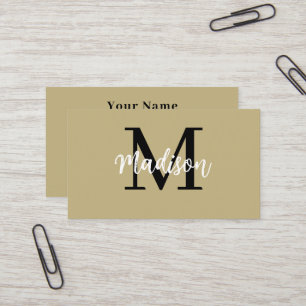 Monogram Minimalist Modern Black and Tan Business Card