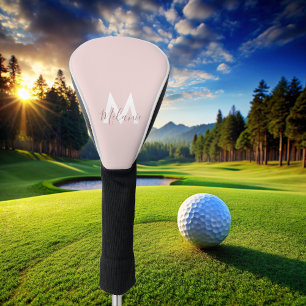 Monogram Minimalist modern blush pink Golf Head Cover