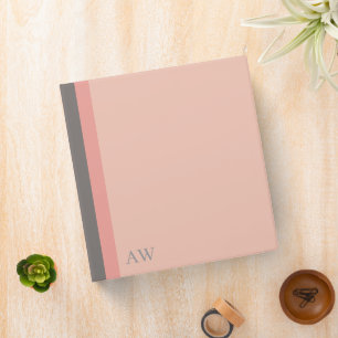 Monogram Minimalist, Modern Rose Sand, Pink & Grey Binder