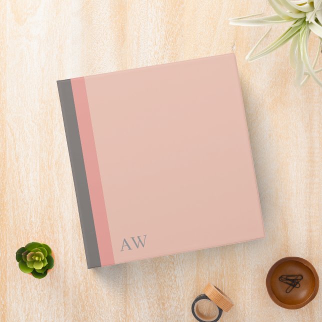 Monogram Minimalist, Modern Rose Sand, Pink & Grey Binder (In Situ)