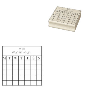 Monogram Minimalist Monthly Calendar Planner Rubber Stamp