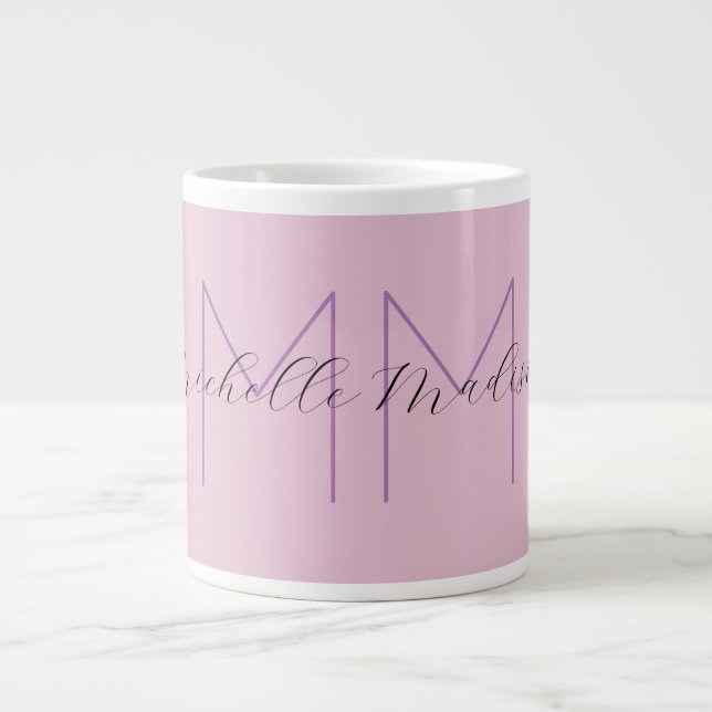Monogram Minimalist Name Initials Handwriting Large Coffee Mug (Front)