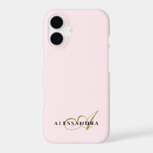 Monogram Minimalist Pastel Pink Gold Black Elegant