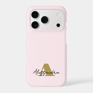 Monogram Minimalist Pastel Pink Gold Initial Black