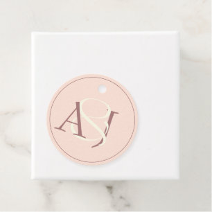 Monogram Minimalist Peachy Pink & Mauve Wedding Favour Tags
