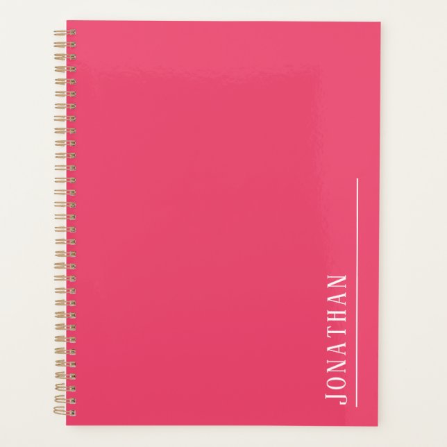 Monogram minimalist pink planner (Front)