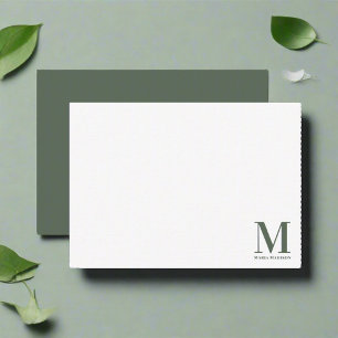 Monogram Minimalist Sage Green Script Card