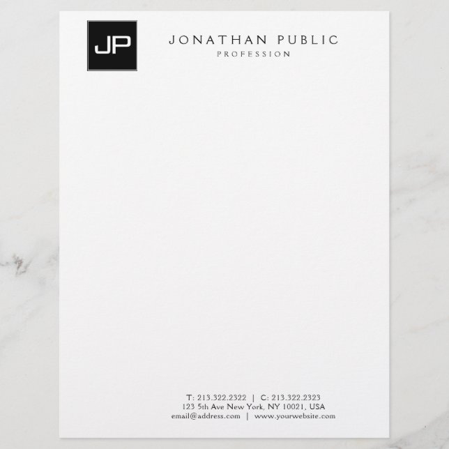 Monogram Minimalist Template Modern Trendy Classy Letterhead (Front)