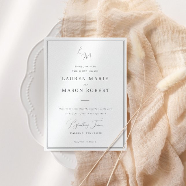 Monogram Minimalist Wedding Invitation  (Creator Uploaded)