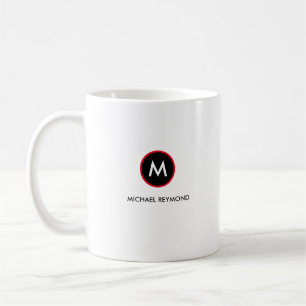 monogram minimalist white coffee mug