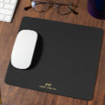 Monogram Minimalistic Black Linen Gold Typography Mouse Pad<br><div class="desc">A simple,  stylish custom monogram design in a light-grey modern minimalist typography on a dark-grey linen texture image background. The gpld tones,  monogram initials,  and name can easily be personalized to make a design as unique as you are! This is a perfect gift or accessory for any occasion.</div>