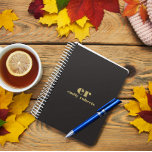Monogram Minimalistic Black Linen Gold Typography Planner<br><div class="desc">A simple,  stylish custom monogram design in a light-grey modern minimalist typography on a dark-grey linen texture image background. The gpld tones,  monogram initials,  and name can easily be personalized to make a design as unique as you are! This is a perfect gift or accessory for any occasion.</div>