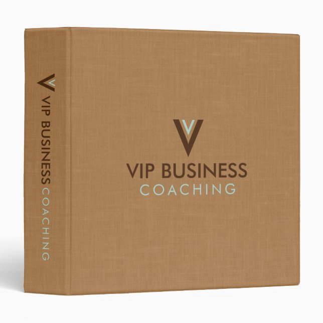 Monogram Minimalistic Brown Linen Binder (Front/Spine)