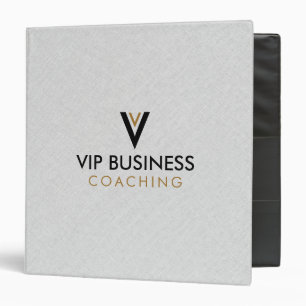 Monogram Minimalistic Gray Linen 3 Ring Binder