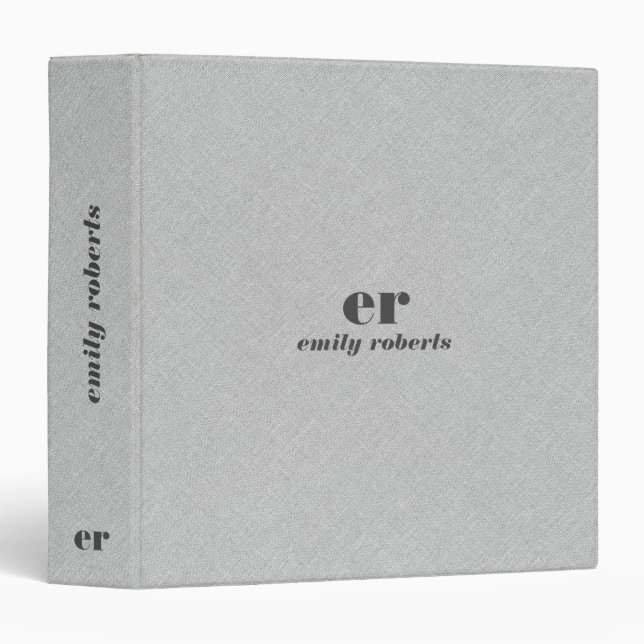 Monogram Minimalistic Light-Grey Linen Binder (Front/Spine)